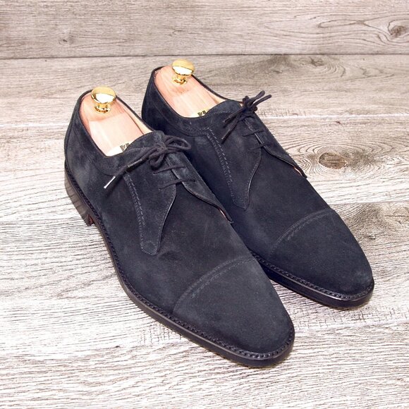 * NIB * $695 Wilkes Bashford GRAVATI 9.5 M Suede Derby 17381 * add $15 Trees main image 7